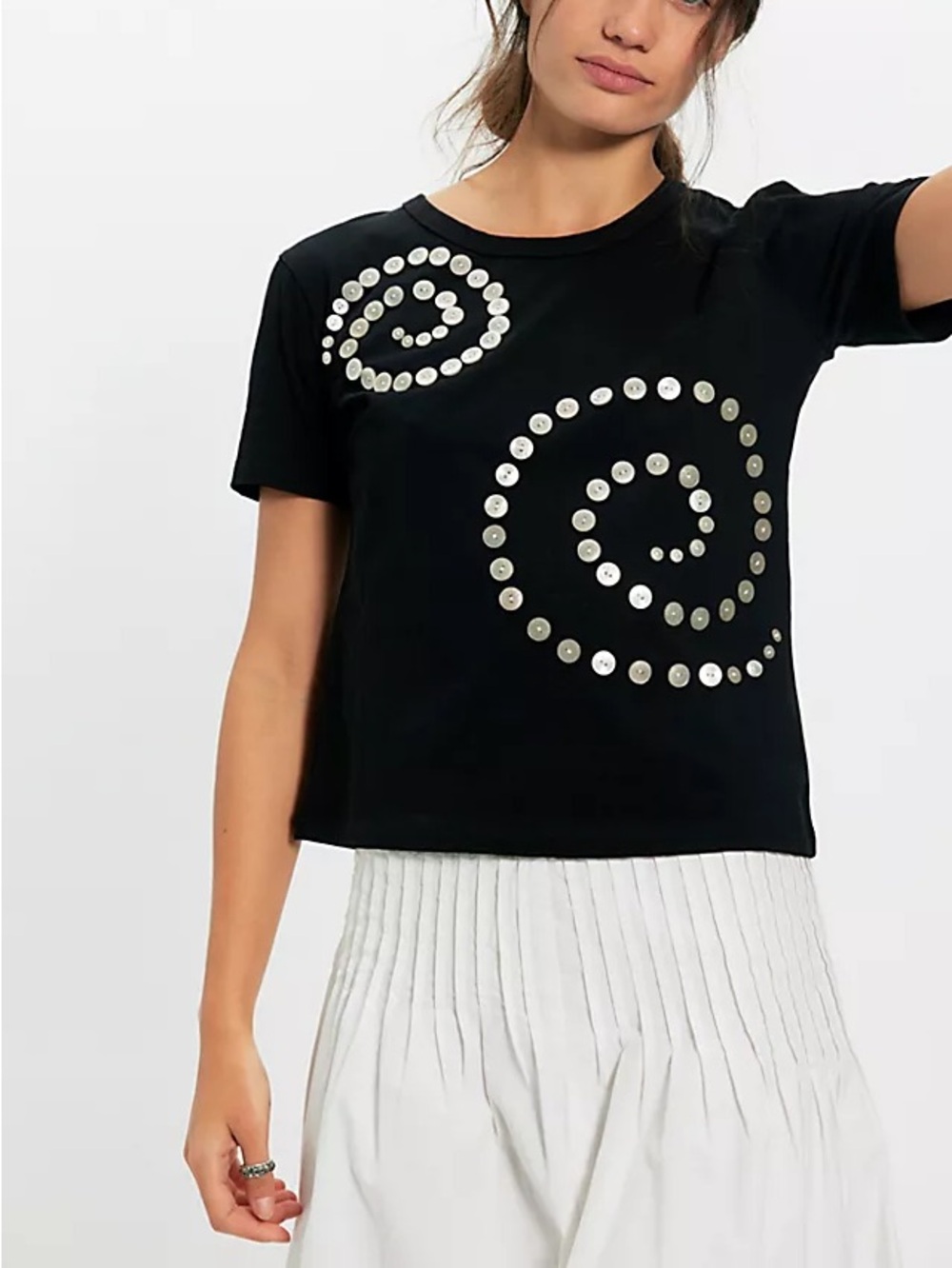 100% cotton free people ragabond studio button detail tee